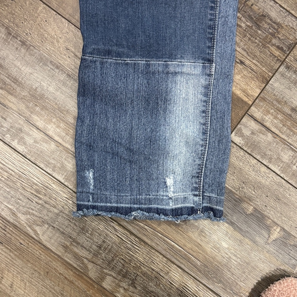 Democracy Blue Patchwork Ankle Jeans - image 3